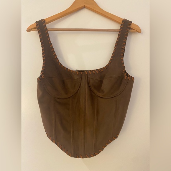 Meshki - Brown Faux Suede Corset - Picture 1 of 3